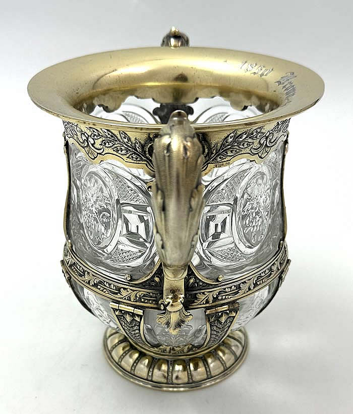 Gorham 1893 silver mounted loving cup